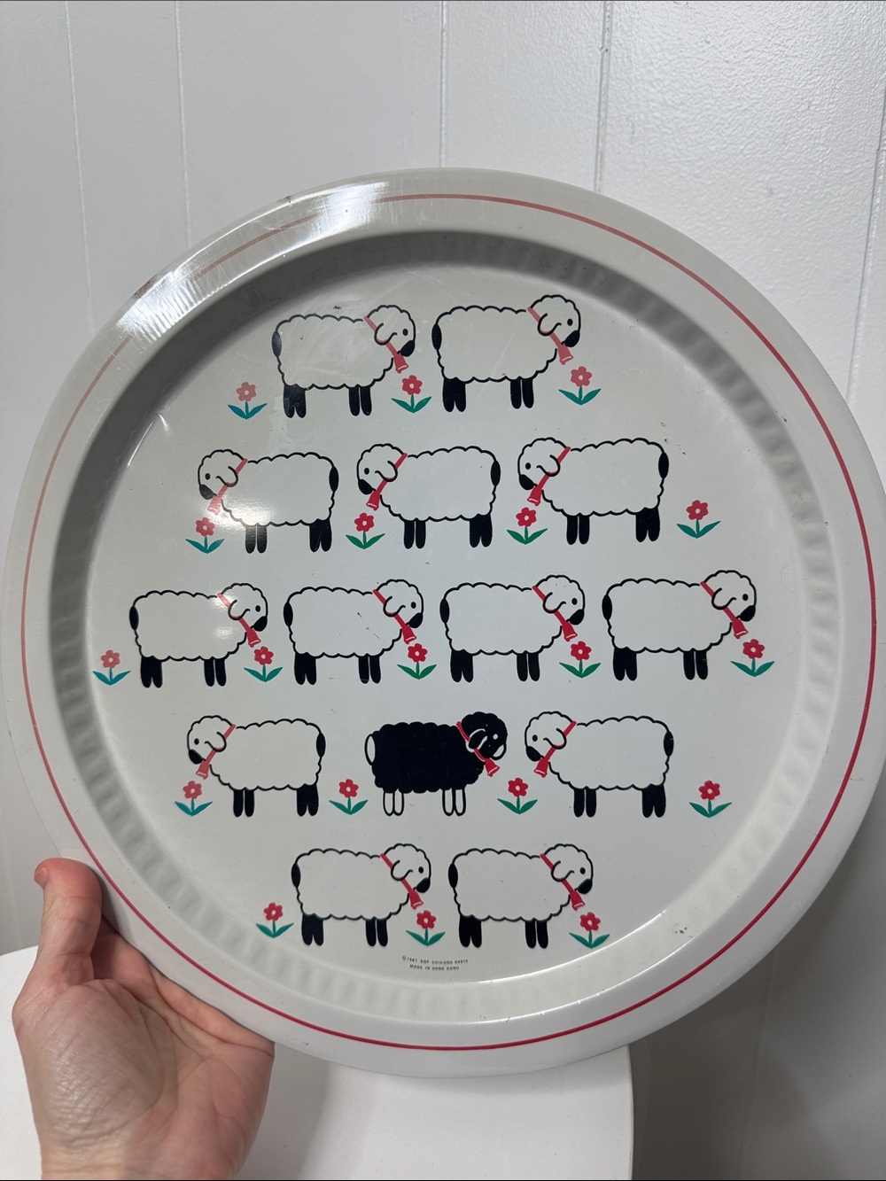 Vintage black sheep 80s metal tray